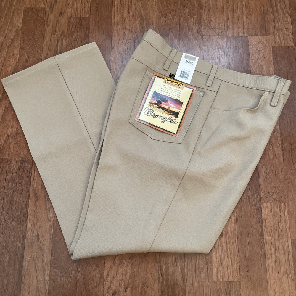 NEW VTG Wrangler Wrancher Mens 44X30 82KH Beige Jeans Western Cowboy 90s